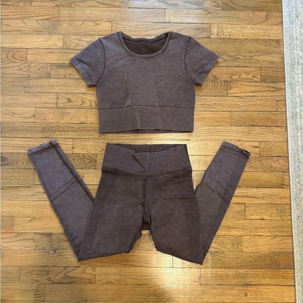 Aerie Brown Leggings and Crop Top Set